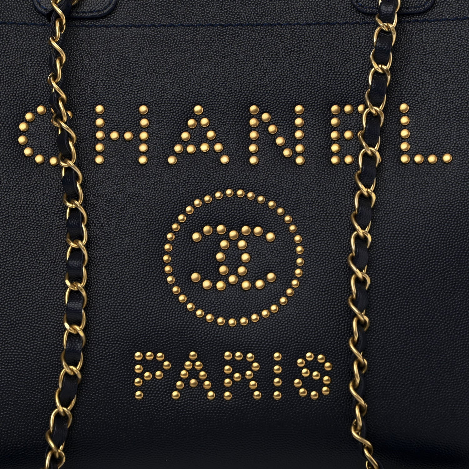 Chanel Caviar Small Studded Deauville Tote Navy 8 of 11