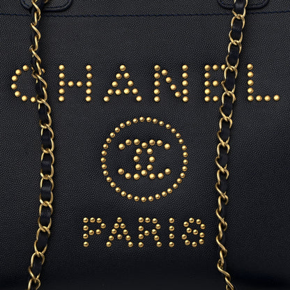 Chanel Caviar Small Studded Deauville Tote Navy 8 of 11