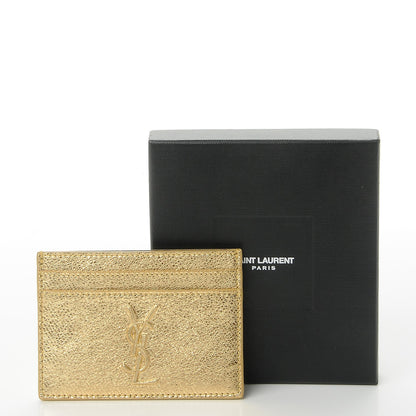 Saint Laurent Metallic Calfskin Monogram Credit Card Case Gold 8 of 8