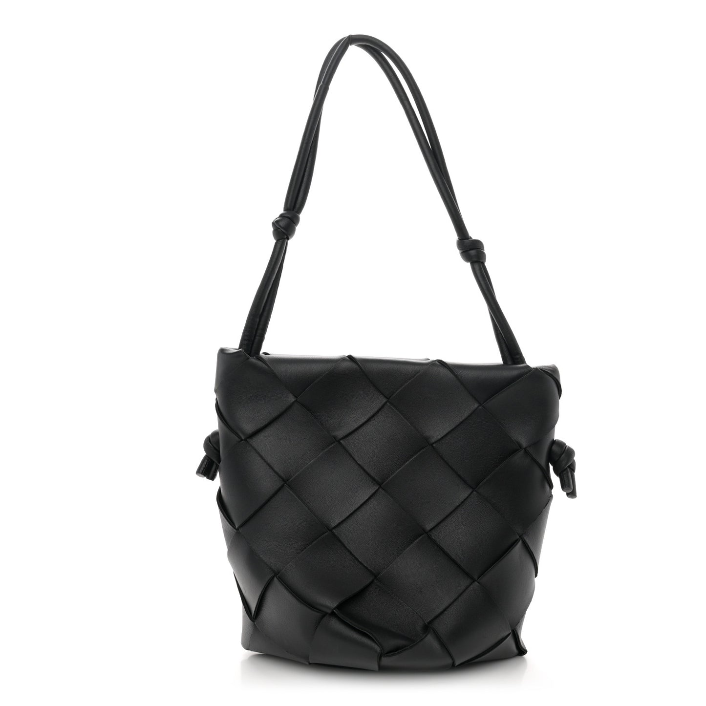 Nappa Maxi Intrecciato Clasp Bucket Bag Black