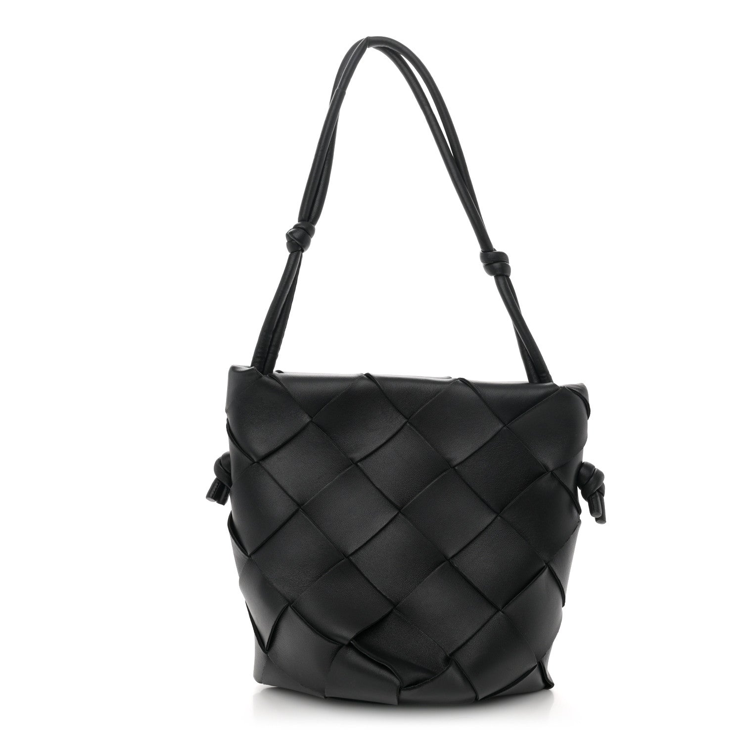 Bottega Veneta Nappa Maxi Intrecciato Clasp Bucket Bag Black 1 of 10