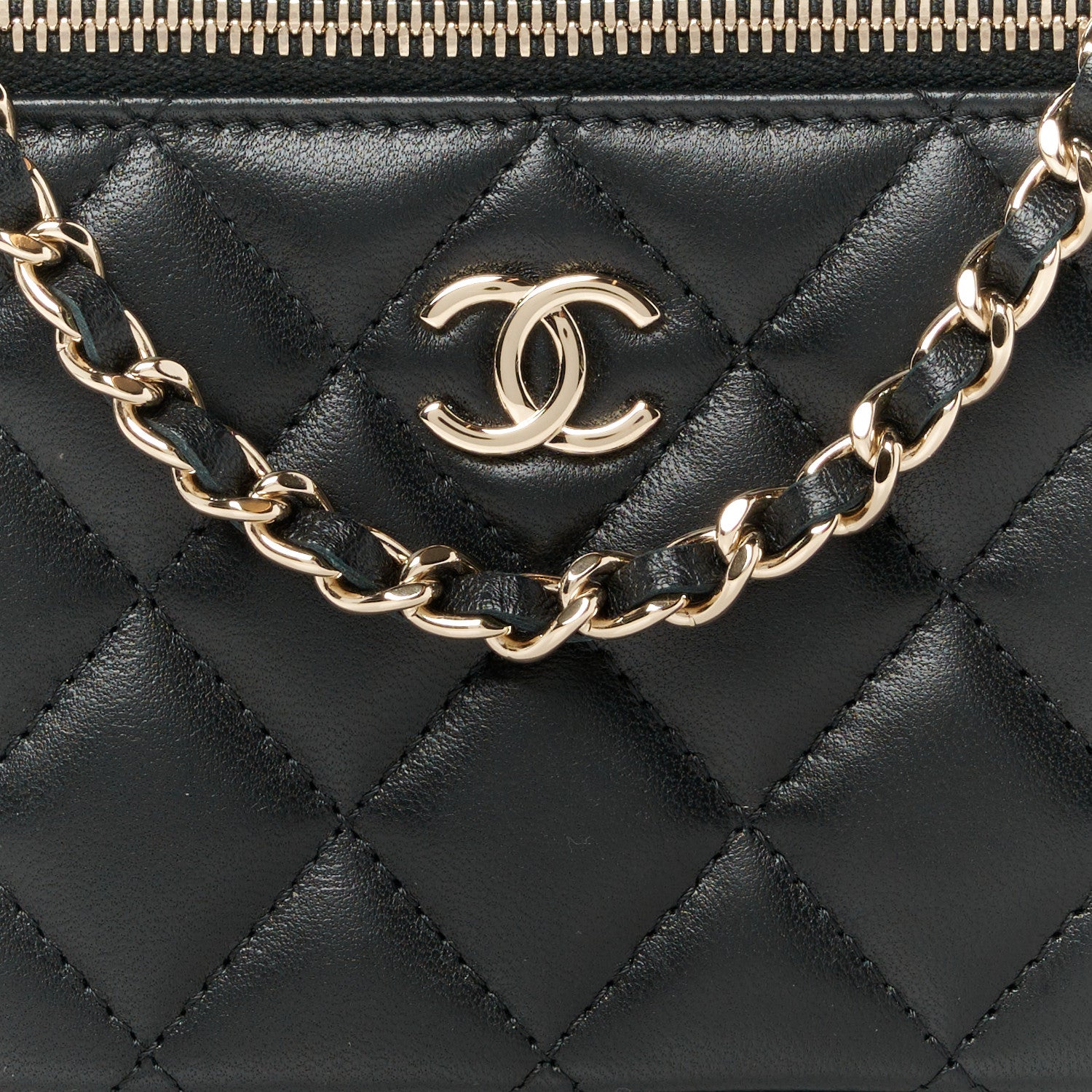 Chanel Lambskin Quilted Small Top Handle Vanity Case With Chain Black 8 of 12