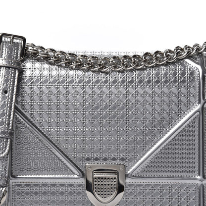 Christian Dior Metallic Patent Micro-Cannage Medium Diorama Flap Bag Silver 11 of 11