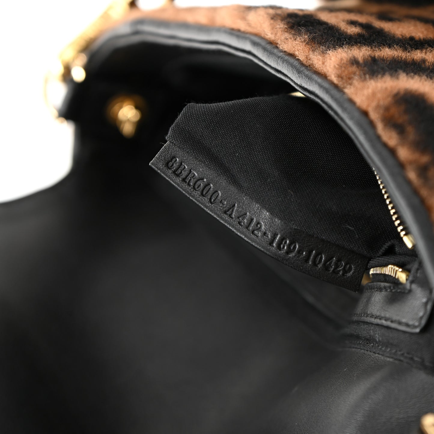 Shearling Vitello Dolce Macro FF 1974 Baguette Tobacco Black