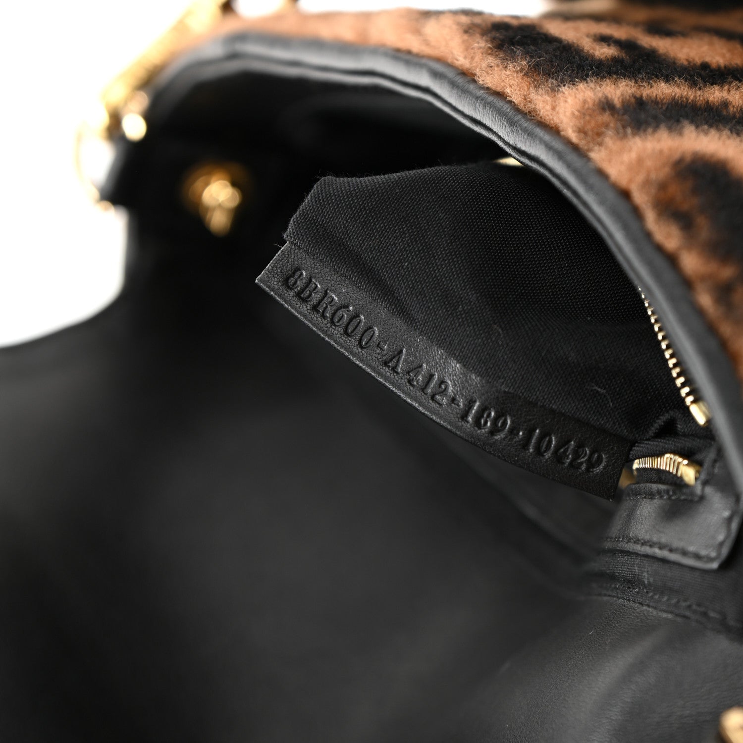 Fendi Shearling Vitello Dolce Macro FF 1974 Baguette Tobacco Black 7 of 10