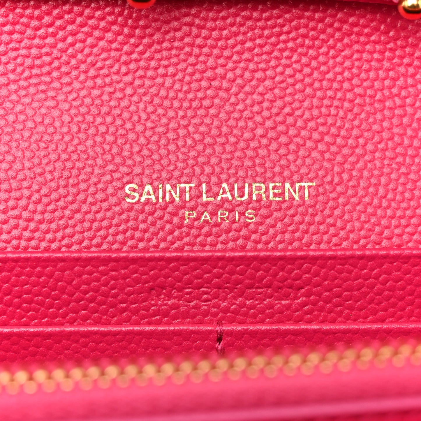 Grain De Poudre Matelasse Chevron Monogram Chain Wallet Lipstick Fuchsia