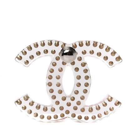 Chanel Resin Crystal Large CC Pin Transparent Silver 3 of 6