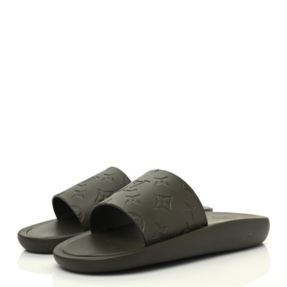 Louis Vuitton Rubber Monogram Embossed Sunbath Flat Mule 39 Kaki 3 of 8