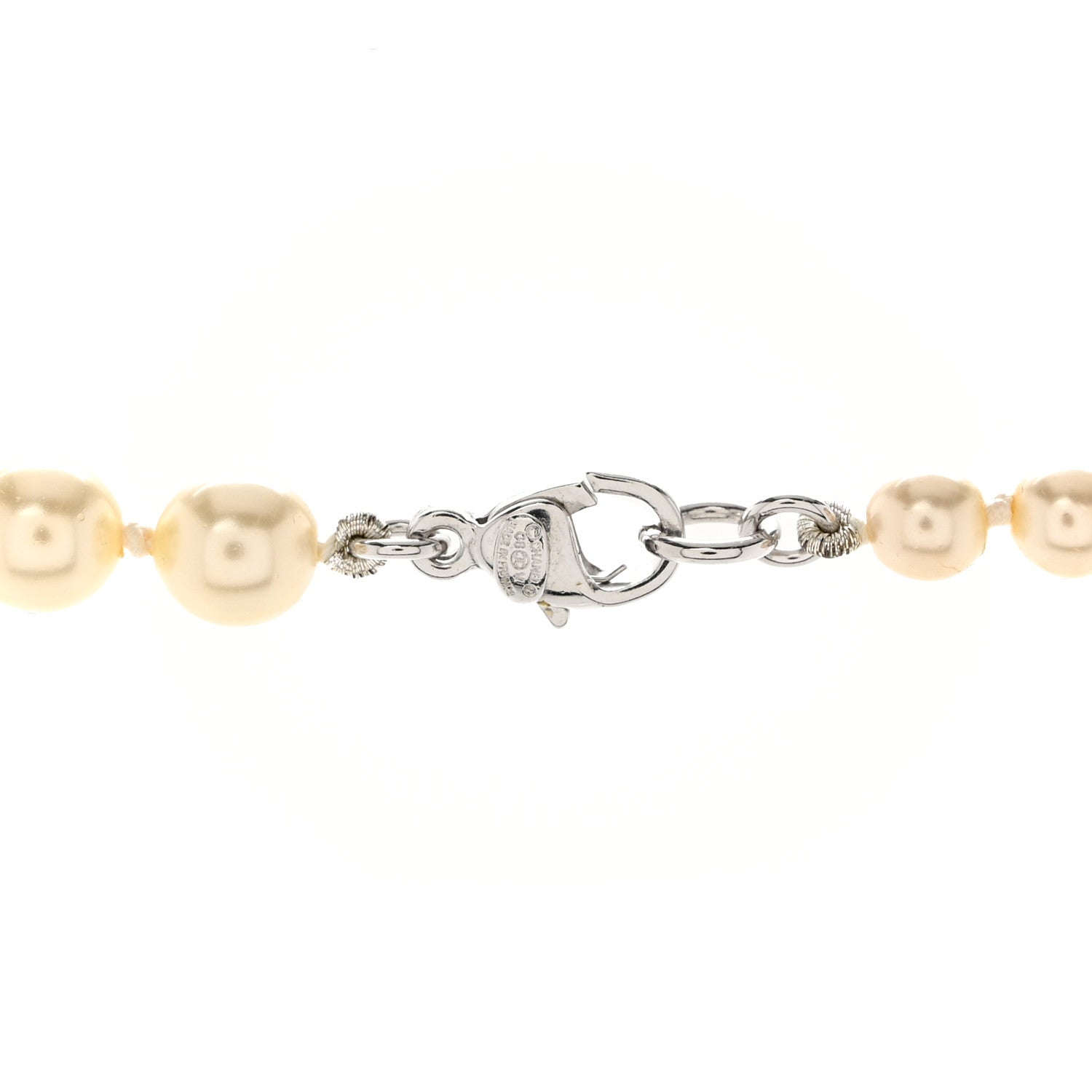 Chanel Graduated Pearl CC Long Necklace Silver 5 of 5