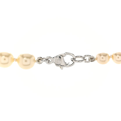 Chanel Graduated Pearl CC Long Necklace Silver 5 of 5