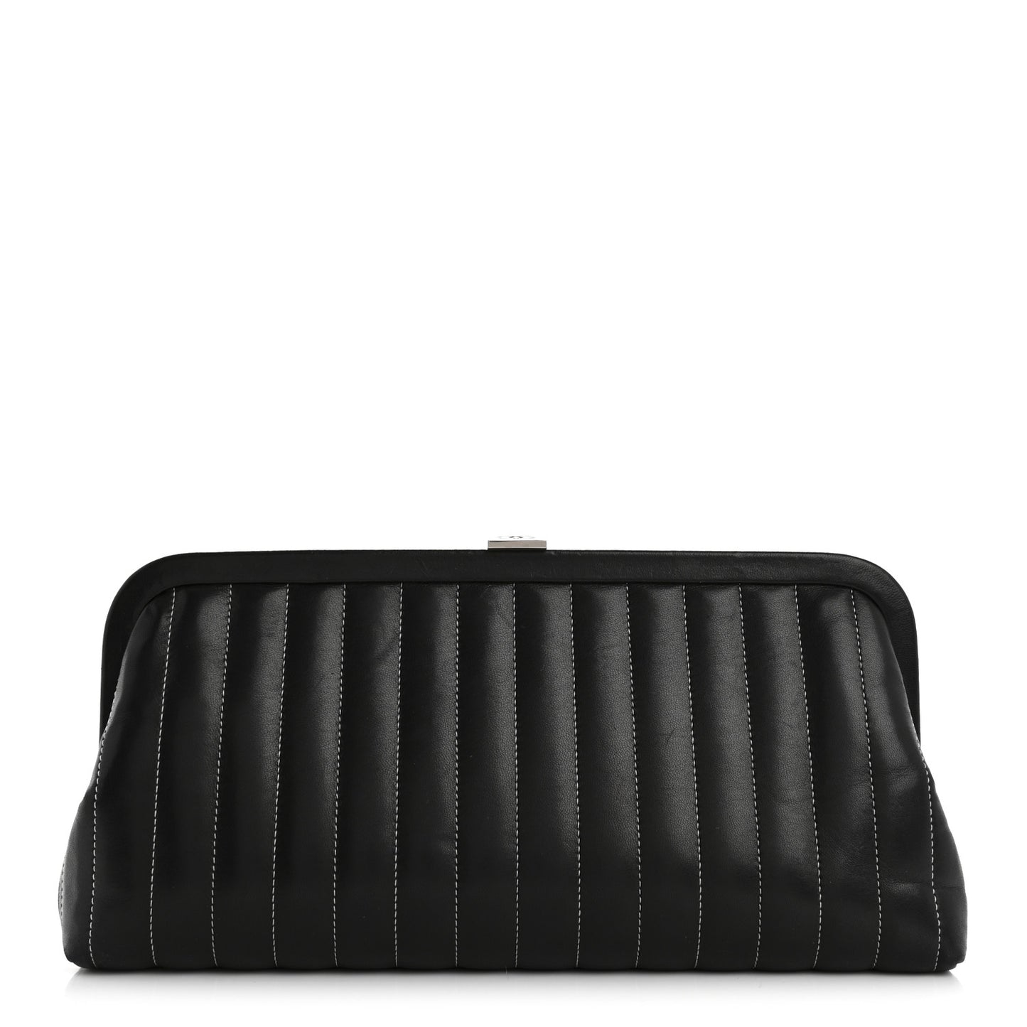 Lambskin Vertical Quilted Mademoiselle Clutch Black