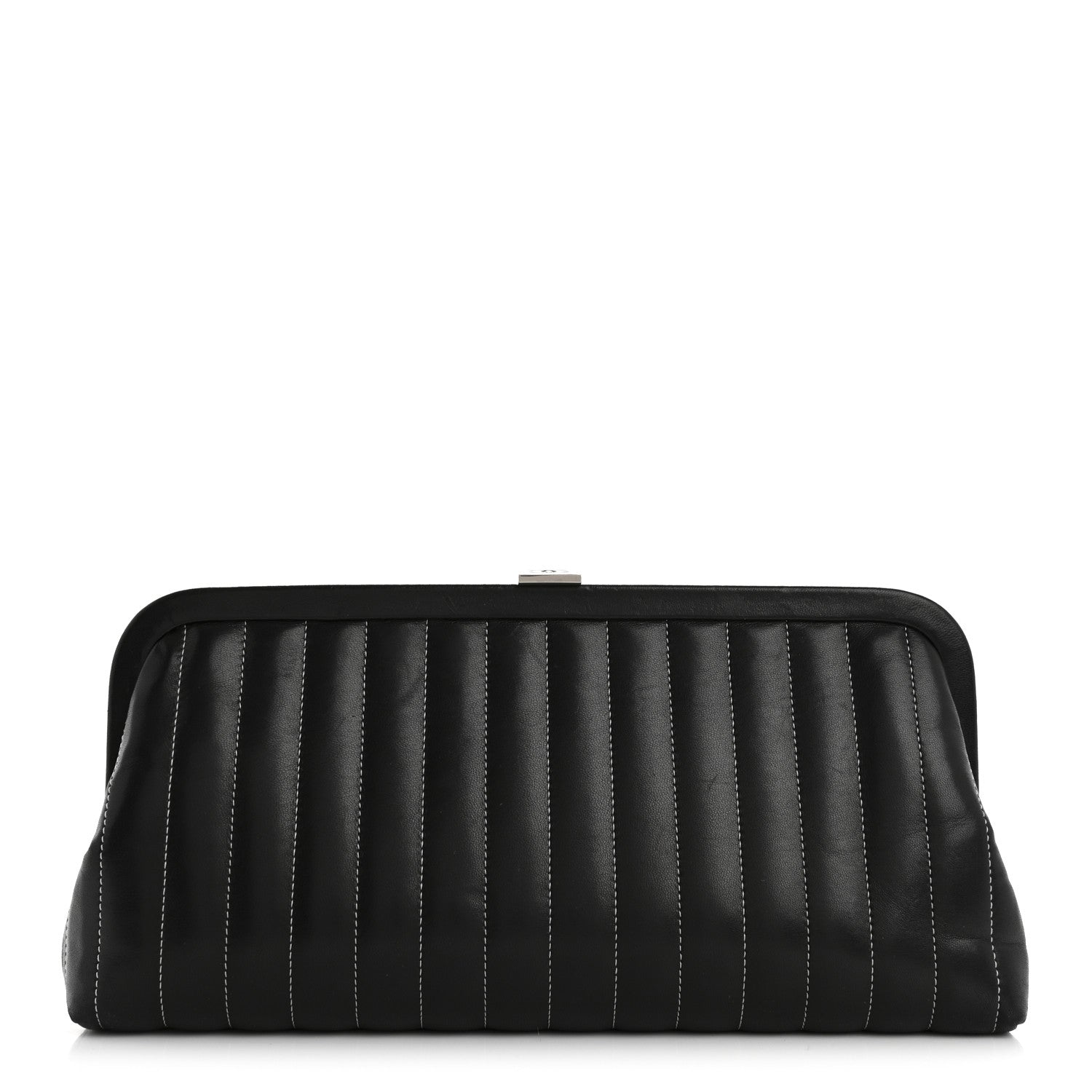 Chanel Lambskin Vertical Quilted Mademoiselle Clutch Black 1 of 10