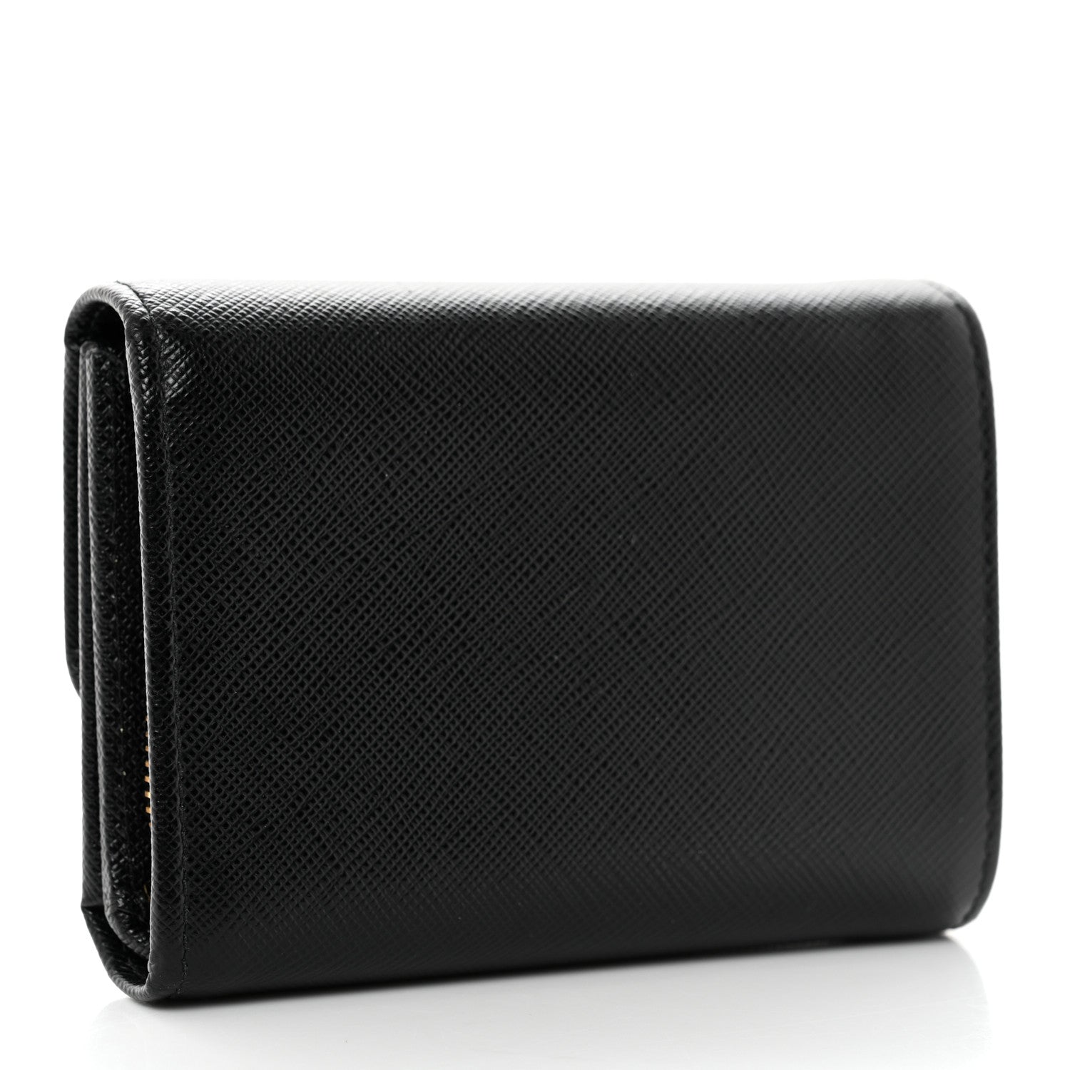 Prada Saffiano Metal Tri-Fold Wallet Black 3 of 8