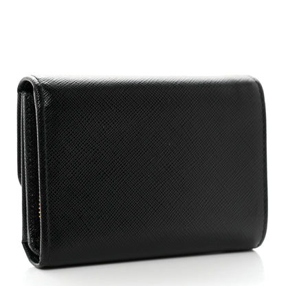 Prada Saffiano Metal Tri-Fold Wallet Black 3 of 8