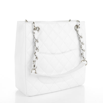 Chanel Caviar Quilted Petit Shopping Tote PST White 3 of 8