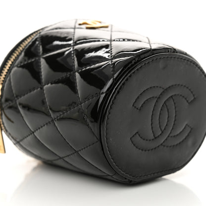 Chanel Patent Quilted Afternoon Tea Top Handle Vanity Case With Chain Black 9 of 12