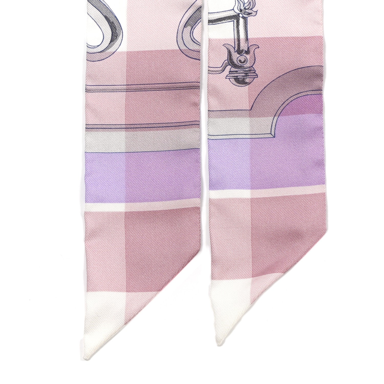 Hermes Silk Mors Et Gourmettes Vichy Twilly Parme Mauve White 3 of 4