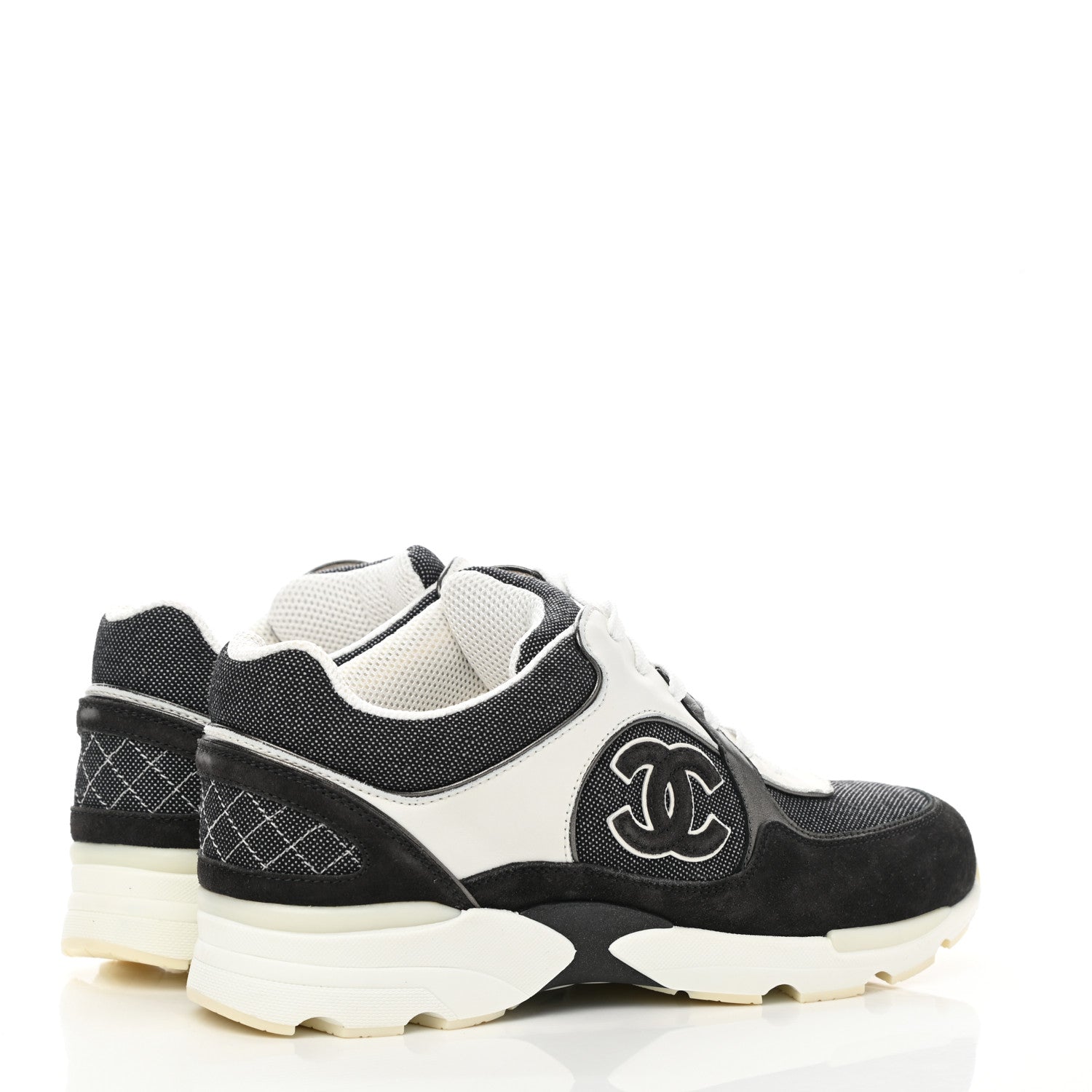 Chanel Denim Suede Calfskin CC Sneakers 37 Grey 4 of 9