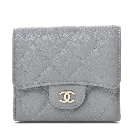 Chanel Caviar Quilted Compact Flap Wallet Grey 1 of 9