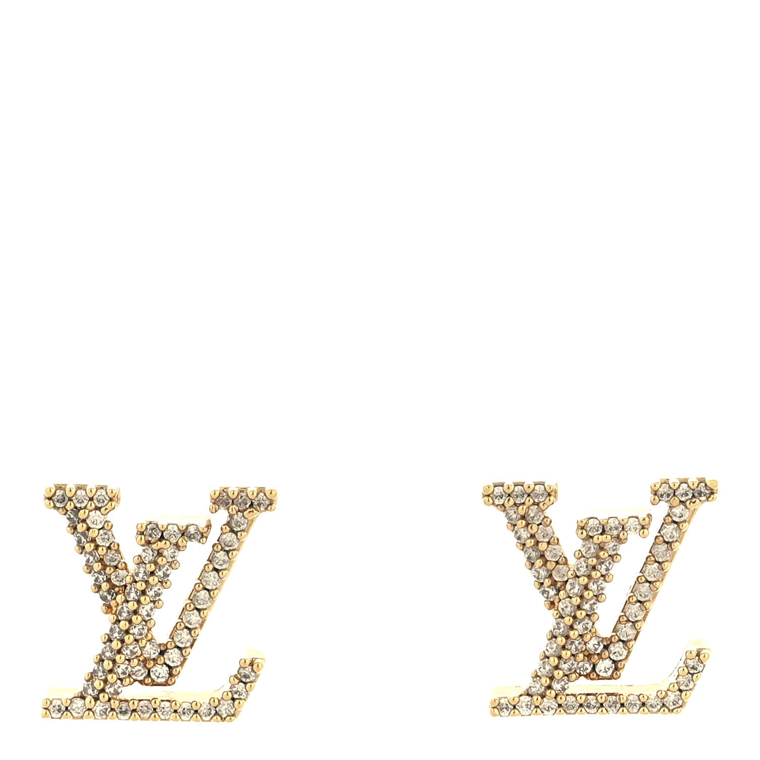 Louis Vuitton Metal Crystal LV Iconic Earrings Gold 1 of 6