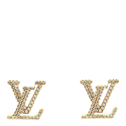 Louis Vuitton Metal Crystal LV Iconic Earrings Gold 1 of 6