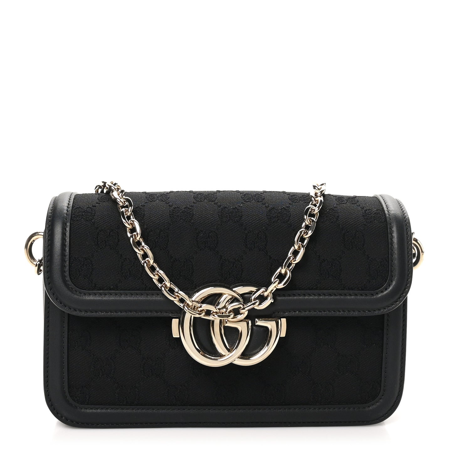 Crepe Wool Silk GG Monogram Go Small Shoulder Bag Black