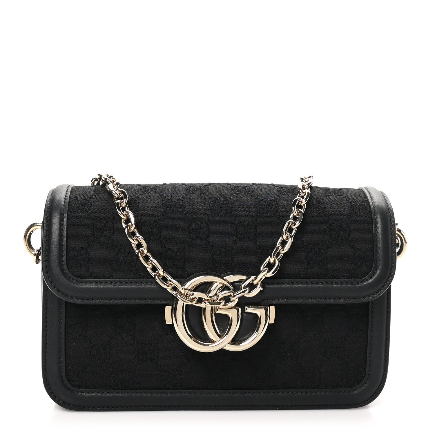 Gucci Crepe Wool Silk GG Monogram Go Small Shoulder Bag Black 1 of 10