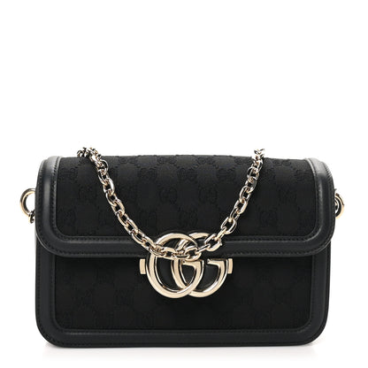 Gucci Crepe Wool Silk GG Monogram Go Small Shoulder Bag Black 1 of 10