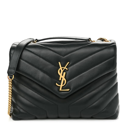 Saint Laurent Calfskin Y Quilted Monogram Small Loulou Chain Satchel Dark Mint 1 of 12