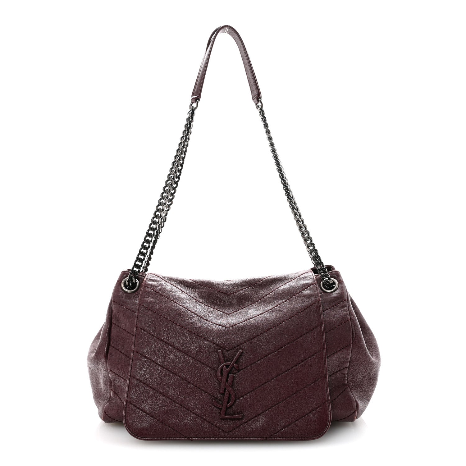 Saint Laurent Vintage Lambskin Chevron Monogram Medium Nolita  Amaranto 1 of 13