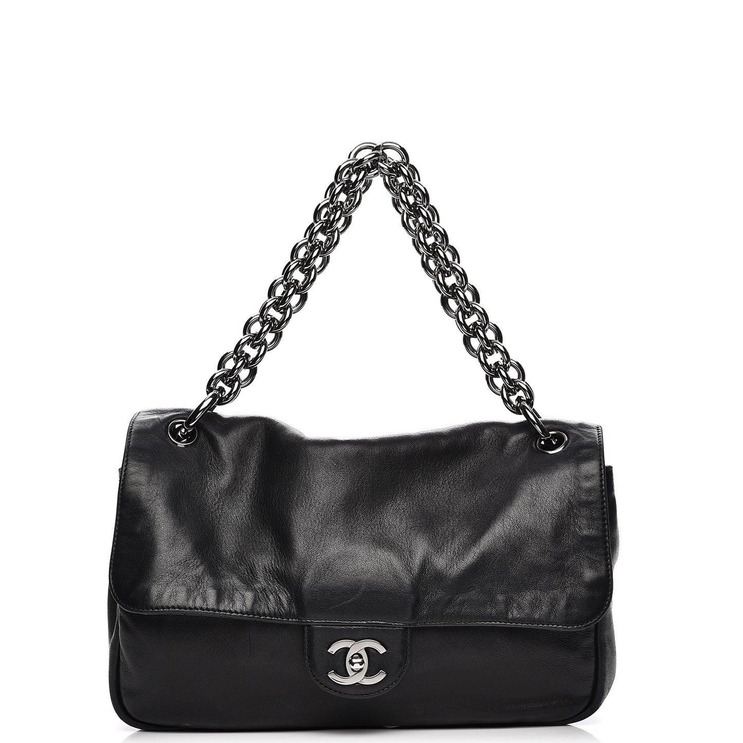 Lambskin Medium Soft and Chain Flap Black