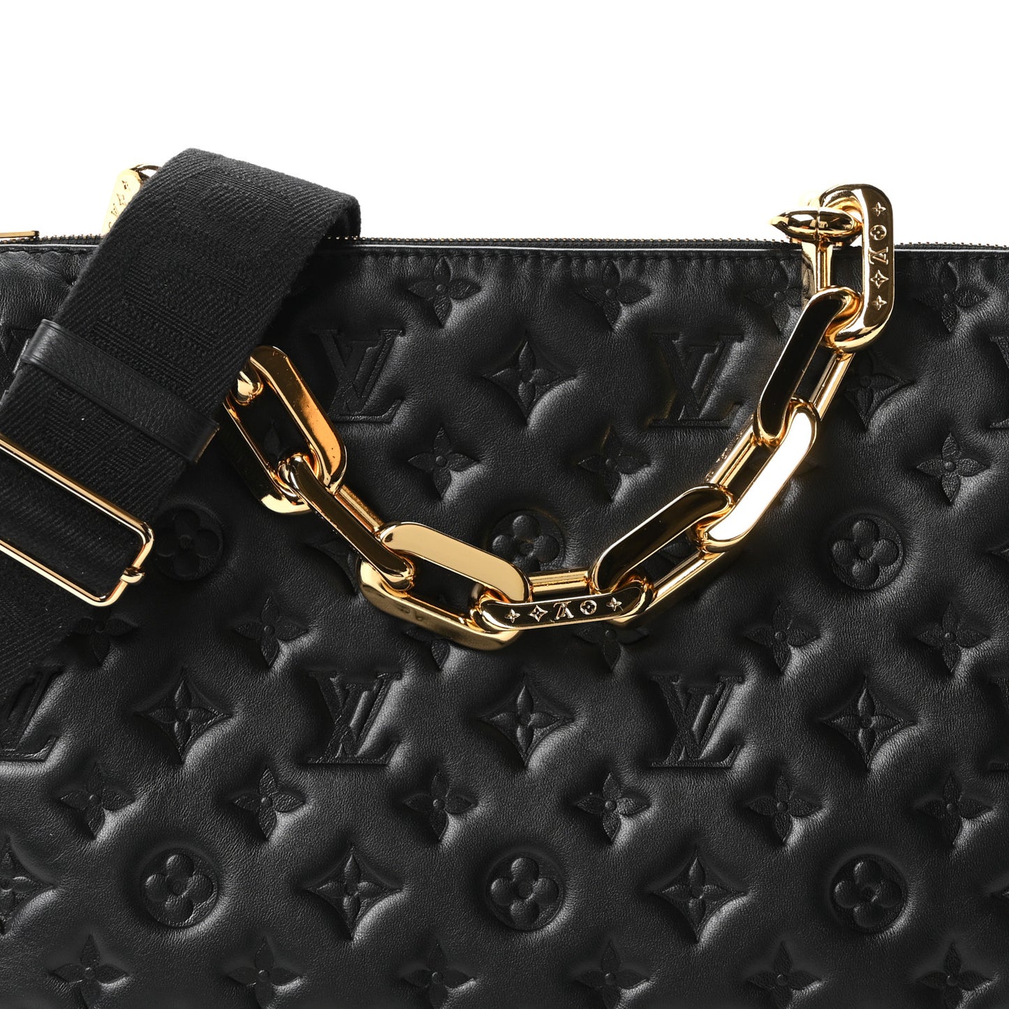 Lambskin Embossed Monogram Coussin MM Black Black