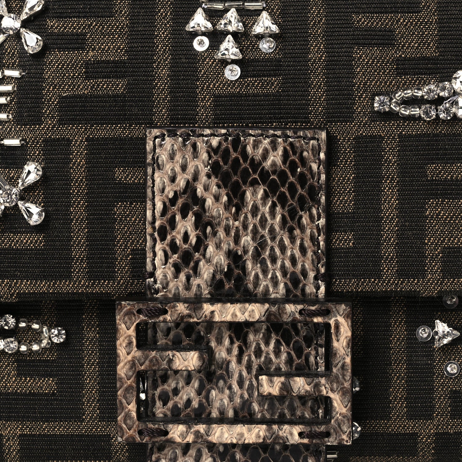 Fendi Re-Edition Elaphe Fabric Jacquard FF 1974 Embroidered Baguette Multicolor 9 of 11