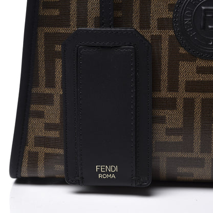 Fendi Glazed Fabric Vitello Century FF 1974 Stamp Patch Mini Peekaboo Defender Cover Mogano Panna Black 10 of 11