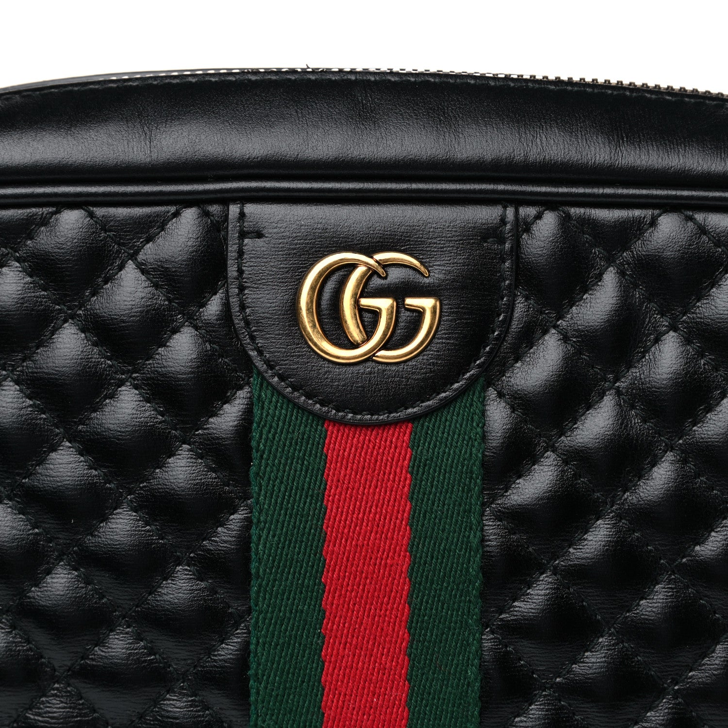 Gucci Calfskin Web Trapuntata Small GG Shoulder Bag Black 9 of 11