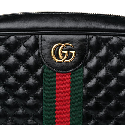 Gucci Calfskin Web Trapuntata Small GG Shoulder Bag Black 9 of 11