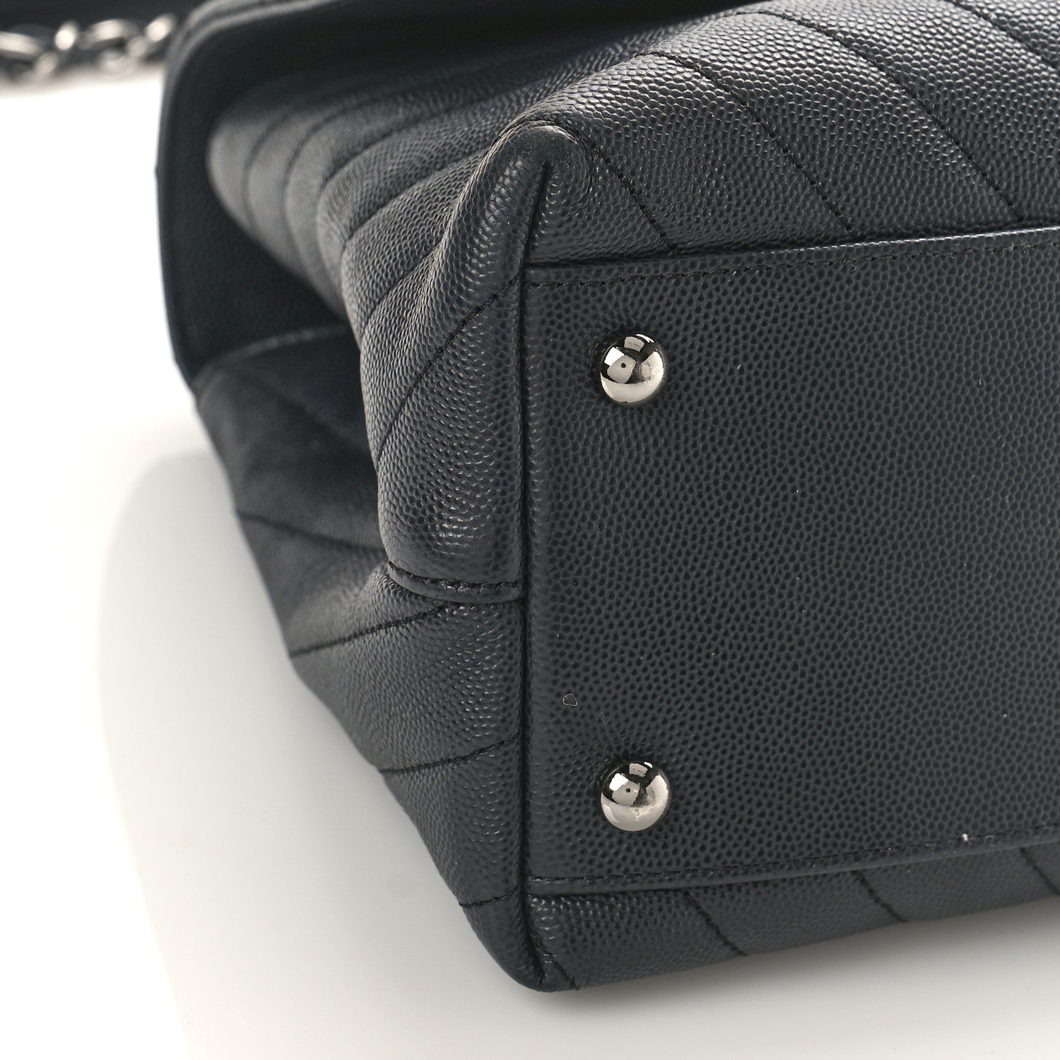 Chanel Caviar Chevron Quilted Small Coco Handle Flap Dark Grey 8 of 9