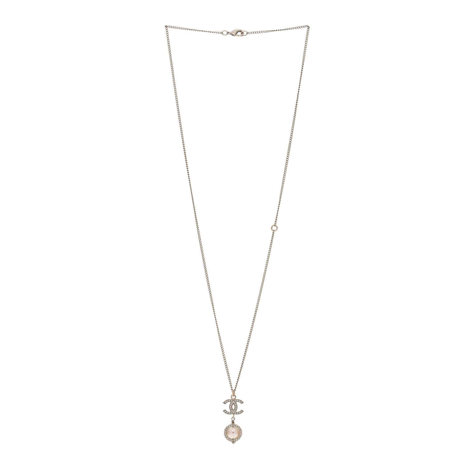 Chanel Crystal Pearl CC Lace Camellia Necklace Gold 2 of 4
