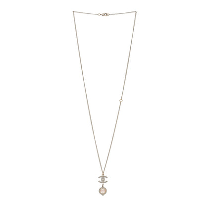 Chanel Crystal Pearl CC Lace Camellia Necklace Gold 2 of 4