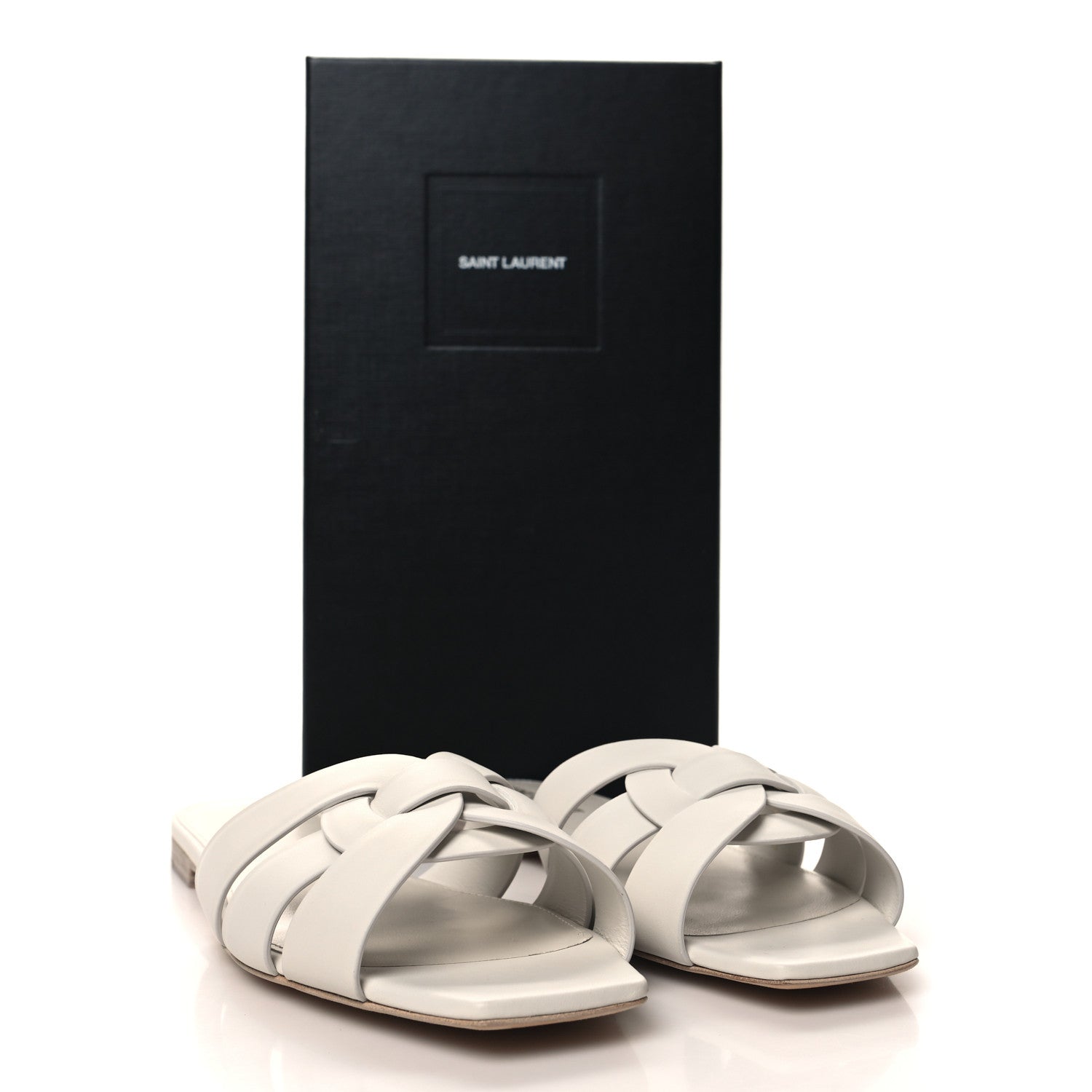 Saint Laurent Calfskin Tribute 05 Slide Sandals 40 Porcellana 9 of 9