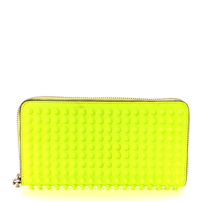 Christian Louboutin Patent Panettone Spiked Zip Around Wallet Neon Yellow 1 of 11
