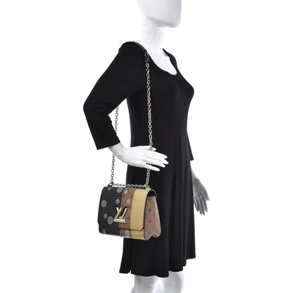 Louis Vuitton Calfskin Reverse Monogram Studded Twist Shoulder Bag MM Black Gold 11 of 13