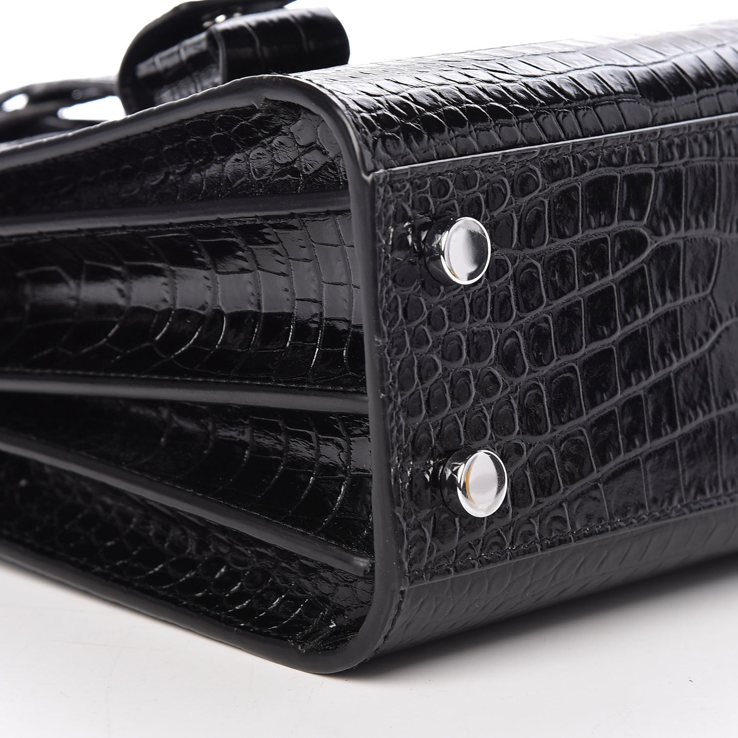 Calfskin Crocodile Embossed Nano Sac De Jour Black
