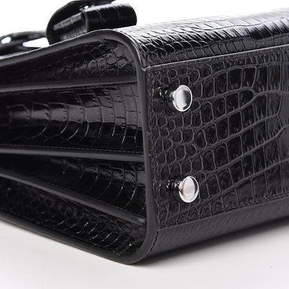 Saint Laurent Calfskin Crocodile Embossed Nano Sac De Jour Black 9 of 10