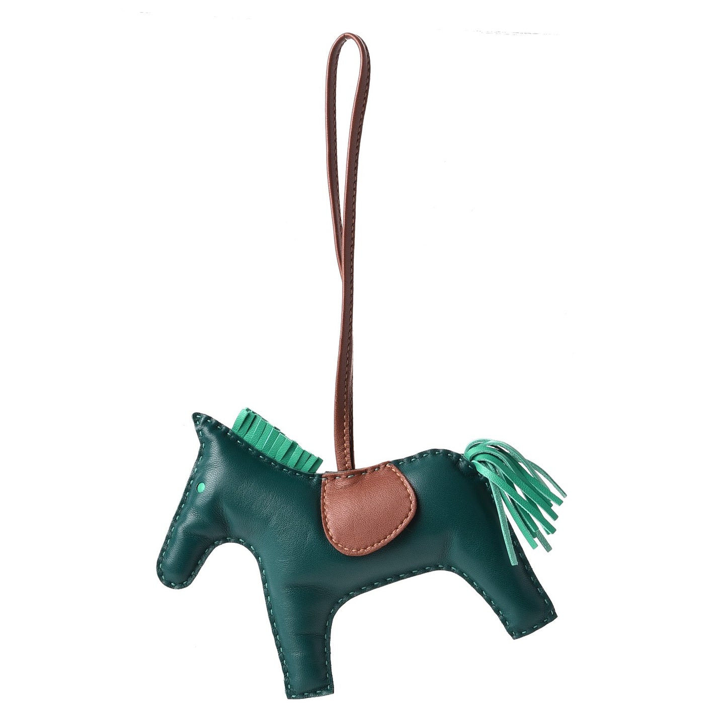 Milo Lambskin Grigri Rodeo Horse Bag Charm GM Malachite Menthe Fauve