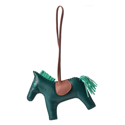 Hermes Milo Lambskin Grigri Rodeo Horse Bag Charm GM Malachite Menthe Fauve 1 of 4