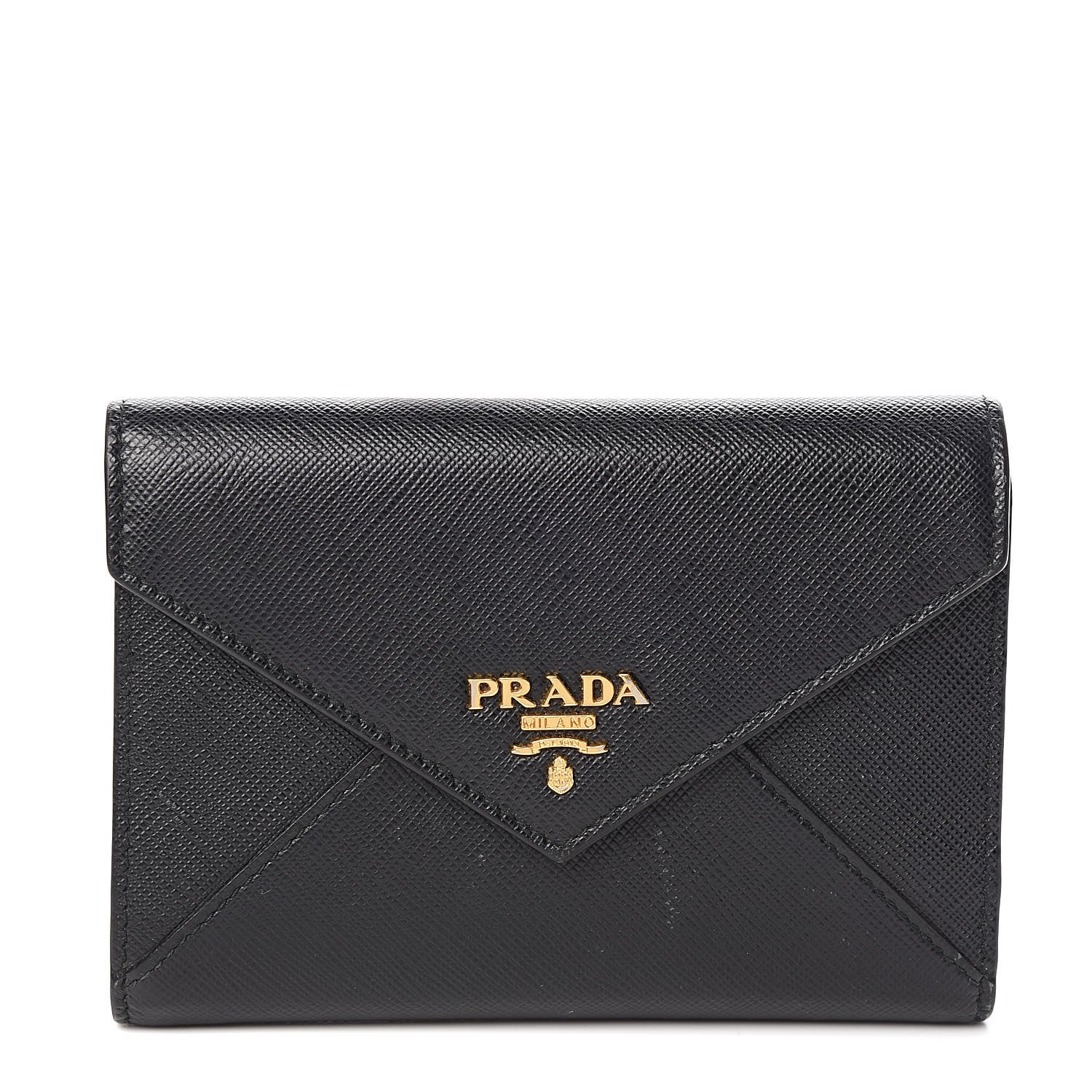 Prada Saffiano Compact Envelope Wallet Black 1 of 6
