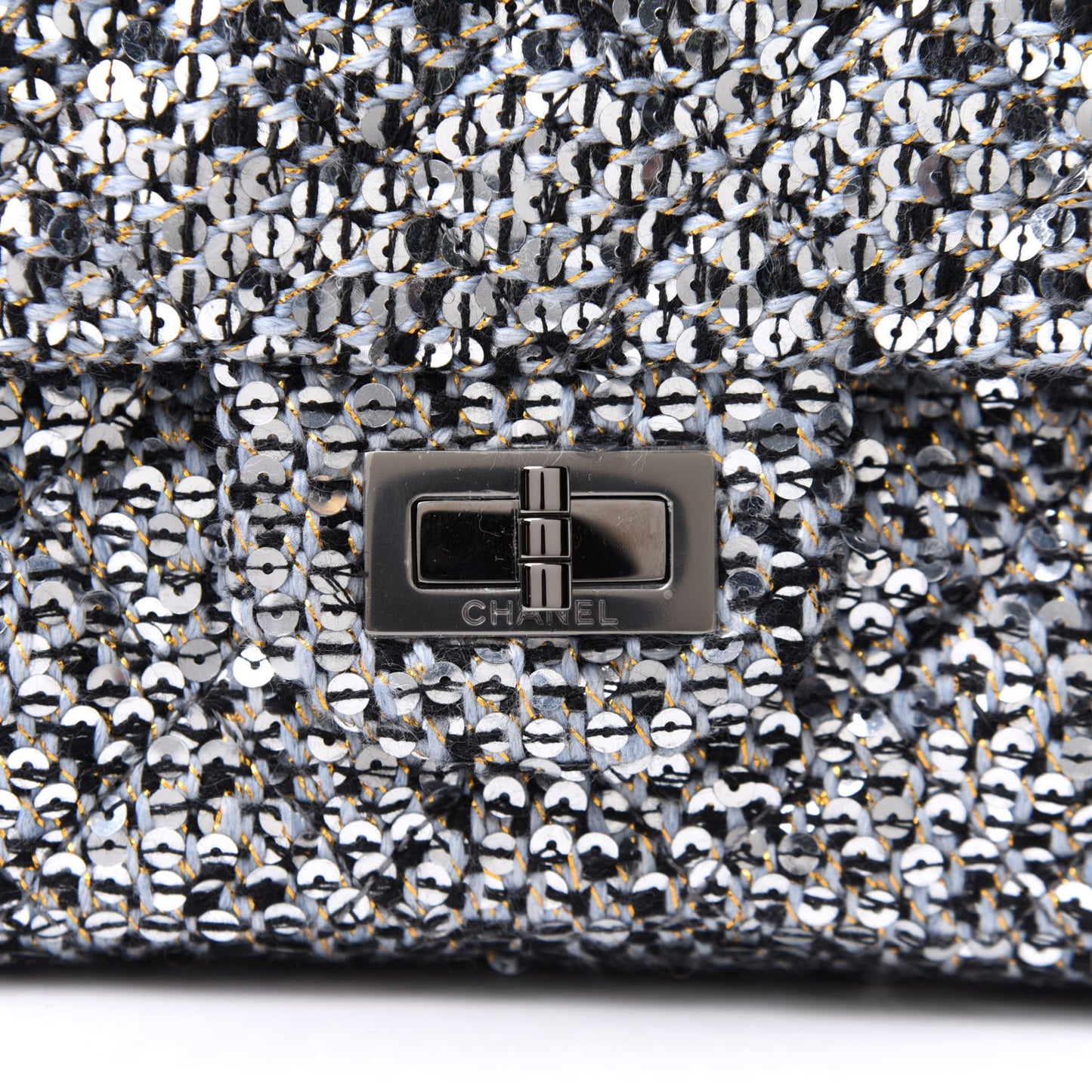 Tweed Quilted 2.55 Reissue Mini Flap Silver Black Gold