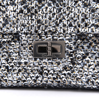 Chanel Tweed Quilted 2.55 Reissue Mini Flap Silver Black Gold 11 of 14