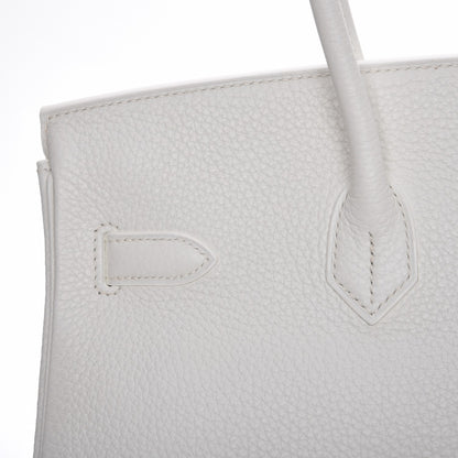 Hermes Taurillon Clemence Birkin 35 White 22 of 27